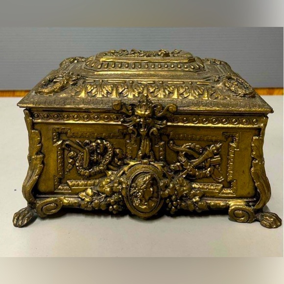 19th century ornate gilt bronze jewelry box